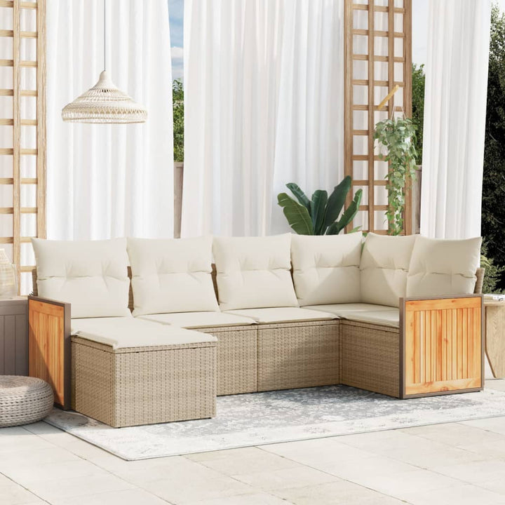 Set Mobilier De Grădină Cu Perne, 6 Piese, Negru, Poliratan