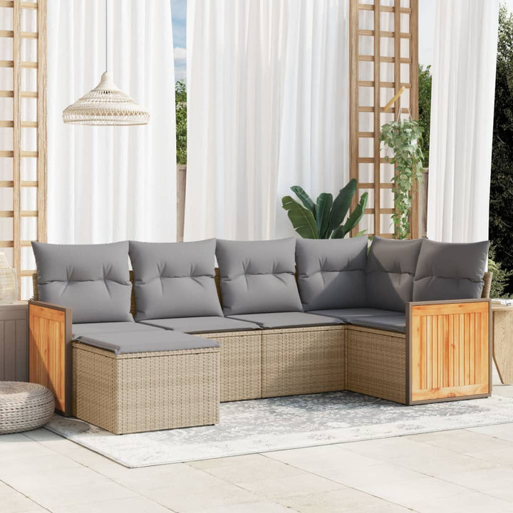 Set Mobilier De Grădină Cu Perne, 6 Piese, Negru, Poliratan