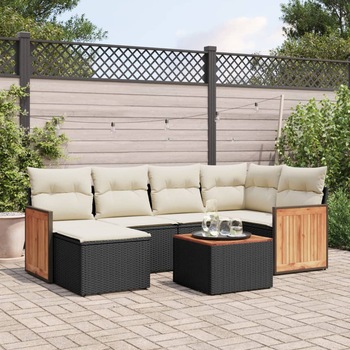 Set Mobilier De Grădină Cu Perne, 6 Piese, Negru, Poliratan
