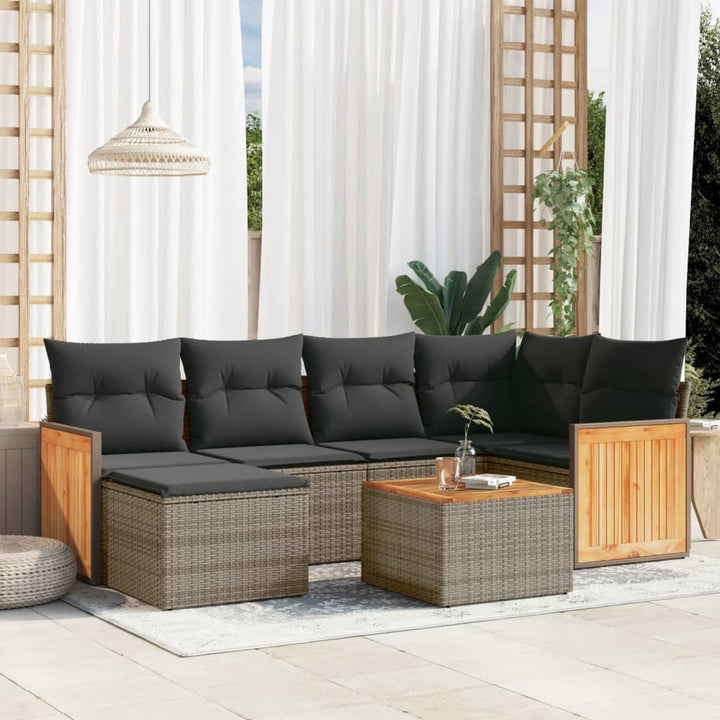 Set Mobilier De Grădină Cu Perne, 6 Piese, Negru, Poliratan