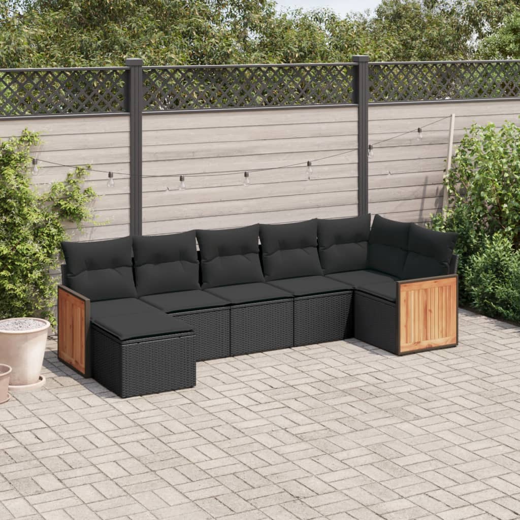 Set Canapele De Grădină, 7 Piese, Cu Perne, , Poliratan