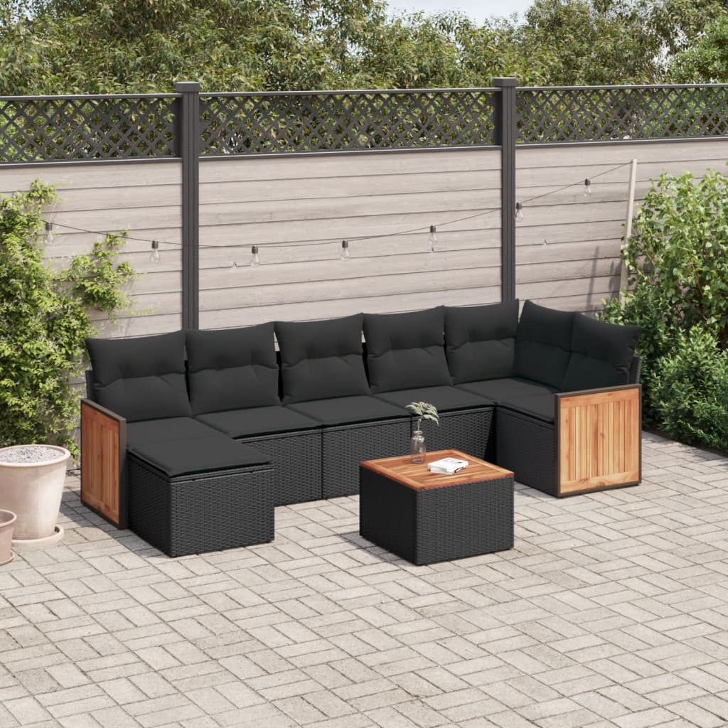 Set Canapele De Grădină, 7 Piese, Cu Perne, , Poliratan