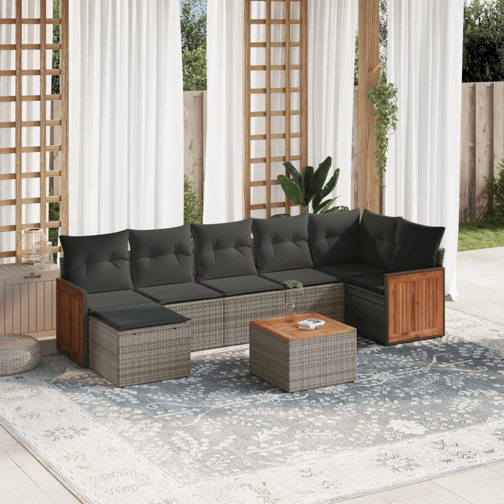 Set Canapele De Grădină, 7 Piese, Cu Perne, , Poliratan