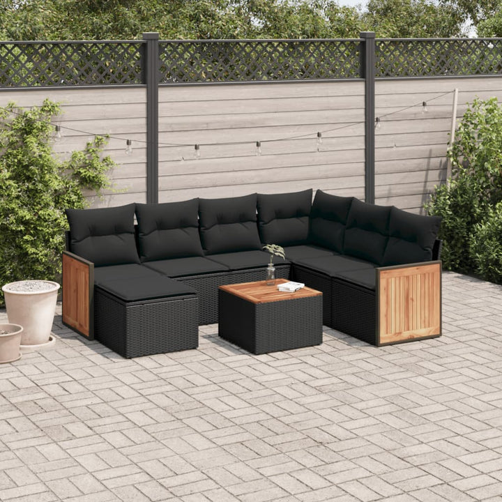 Set Canapele De Grădină Cu Perne, 8 Piese, , Poliratan
