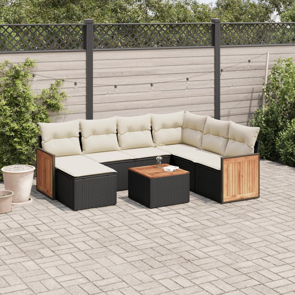 Set Canapele De Grădină Cu Perne, 8 Piese, , Poliratan