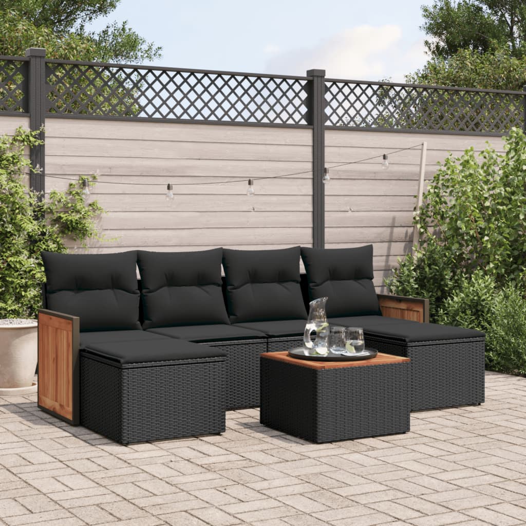 Set Canapele De Grădină Cu Perne, 6 Piese, Bej, Poliratan