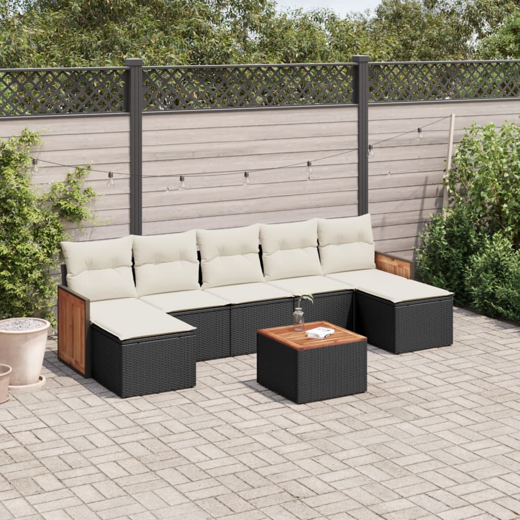 Set Mobilier De Grădină Cu Perne, 8 Piese, , Poliratan