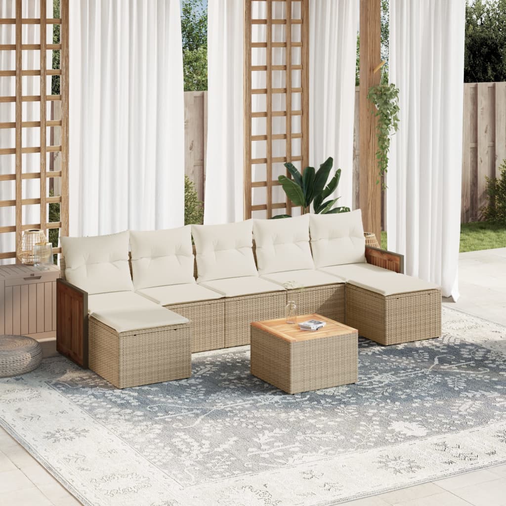 Set Mobilier De Grădină Cu Perne, 8 Piese, , Poliratan