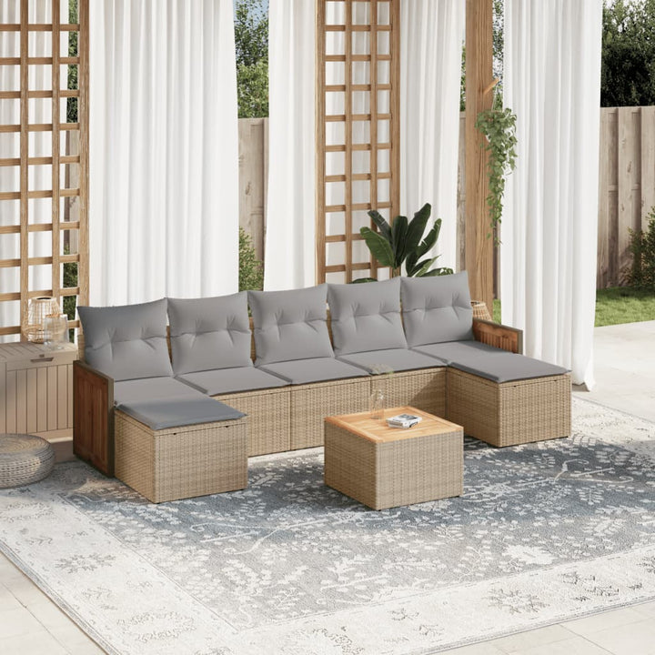 Set Mobilier De Grădină Cu Perne, 8 Piese, , Poliratan