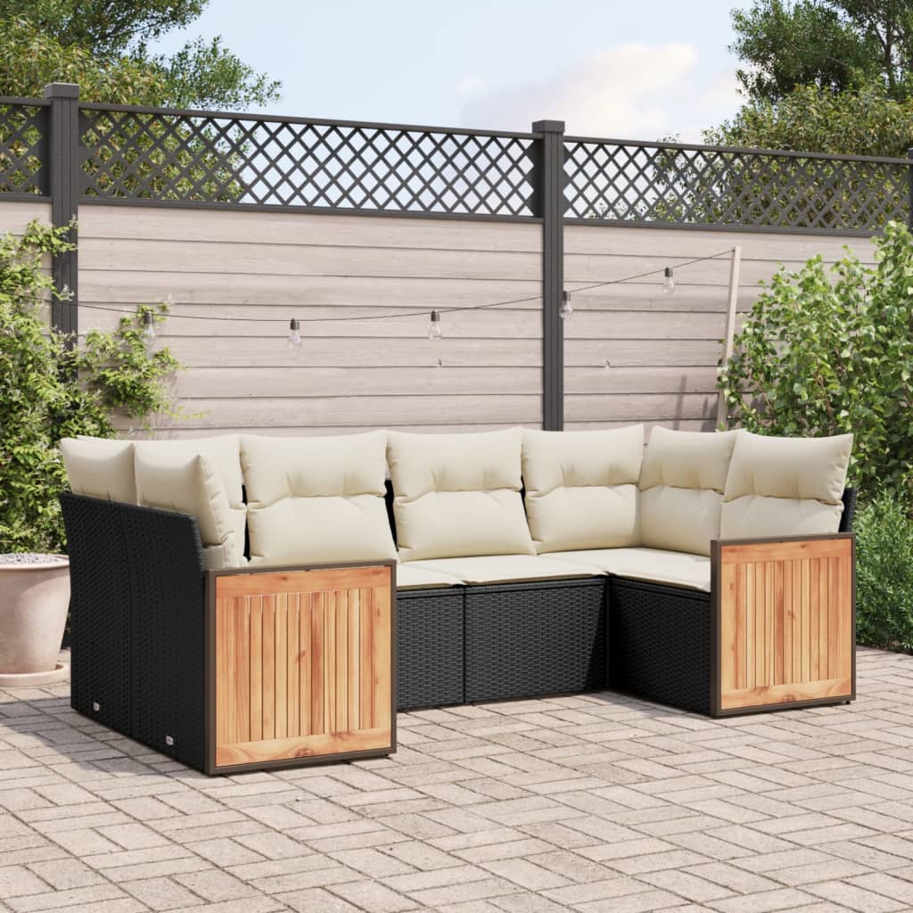 Set Mobilier Grădină Cu Perne, 6 Piese, , Poliratan