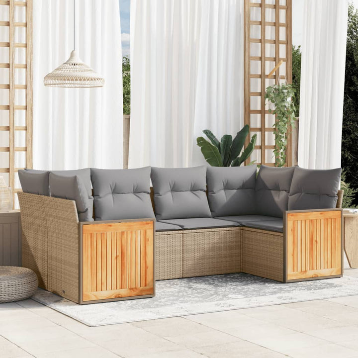 Set Mobilier Grădină Cu Perne, 6 Piese, , Poliratan