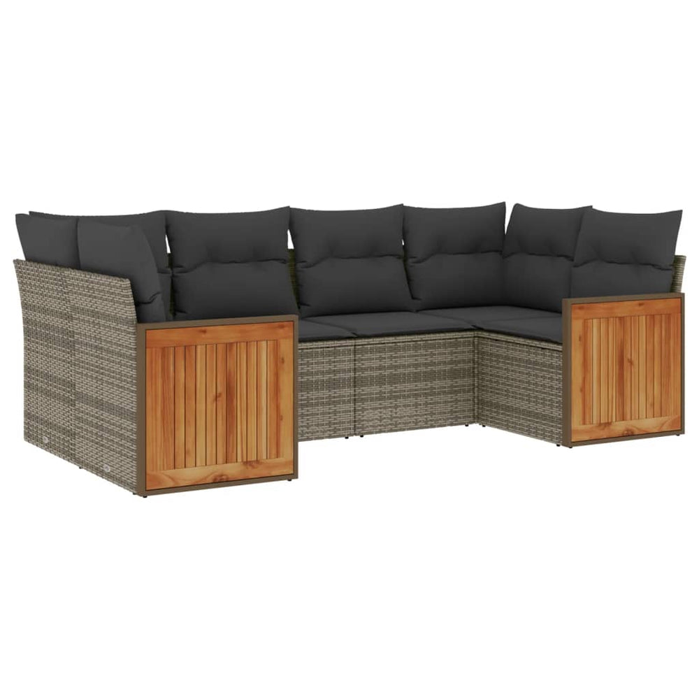Set Mobilier Grădină Cu Perne, 6 Piese, , Poliratan