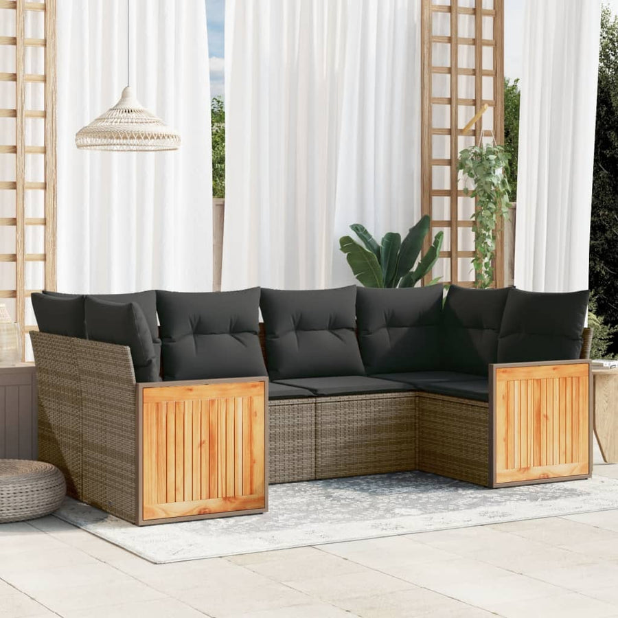 Set Mobilier Grădină Cu Perne, 6 Piese, , Poliratan