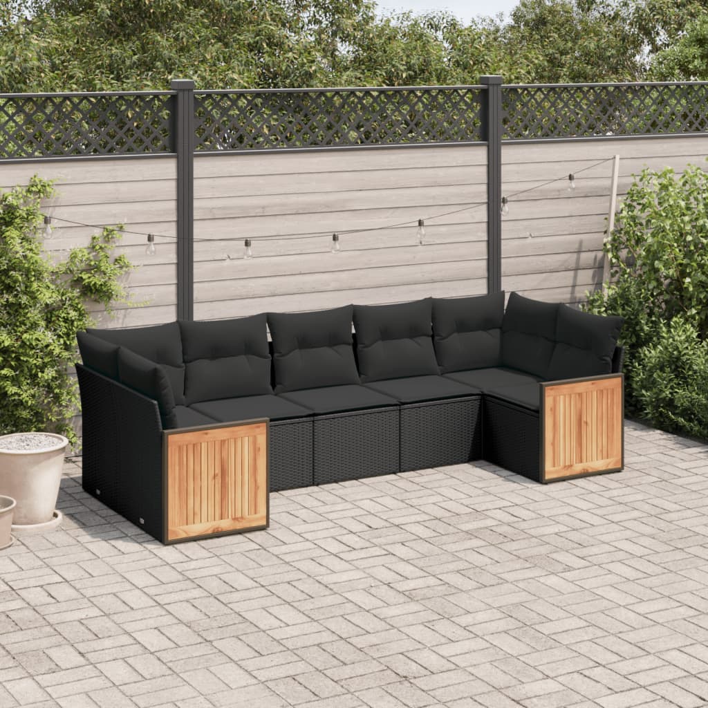 Set Canapele De Grădină, 7 Piese, Cu Perne, , Poliratan