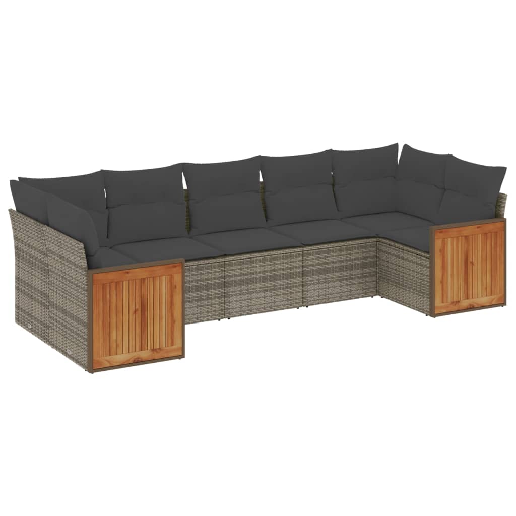 Set Canapele De Grădină, 7 Piese, Cu Perne, , Poliratan