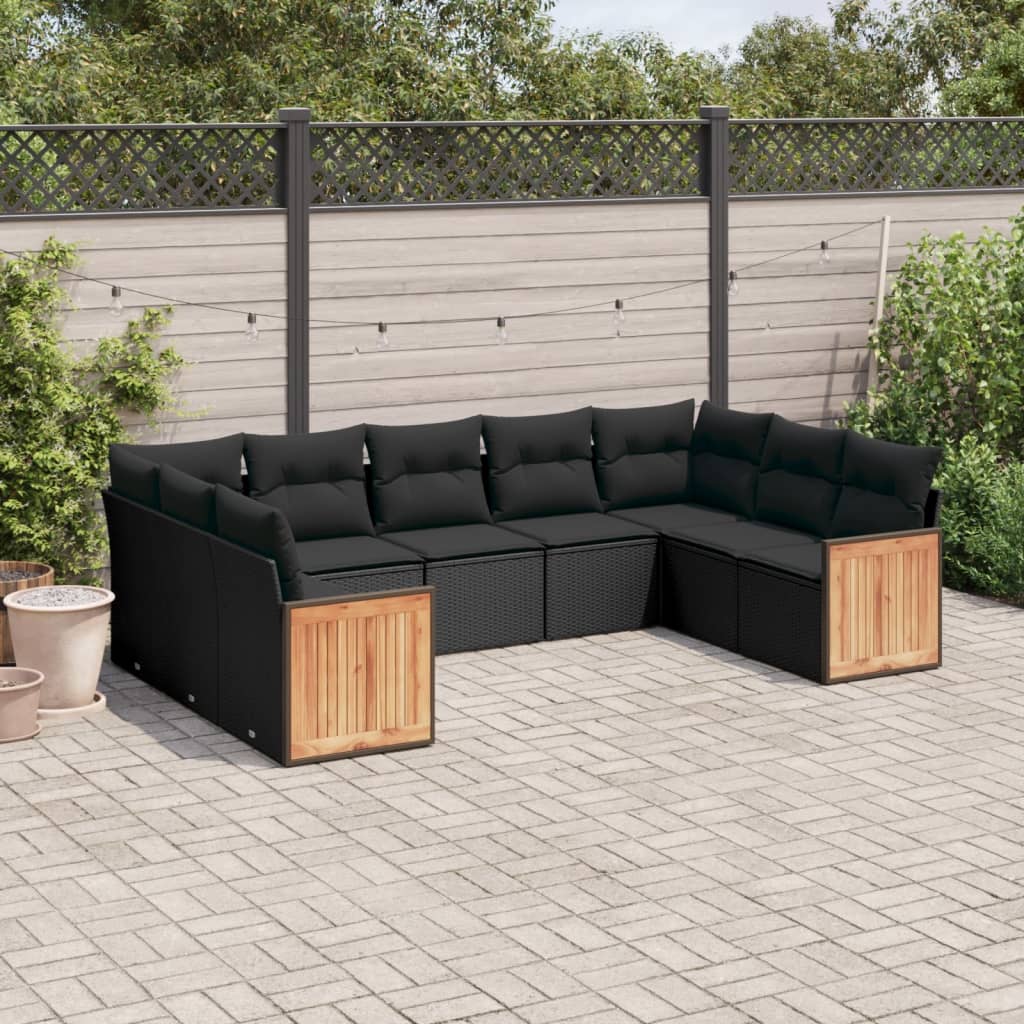 Set Canapele De Grădină, 9 Piese, Cu Perne, , Poliratan