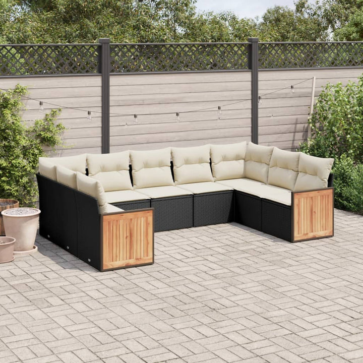 Set Canapele De Grădină, 9 Piese, Cu Perne, , Poliratan