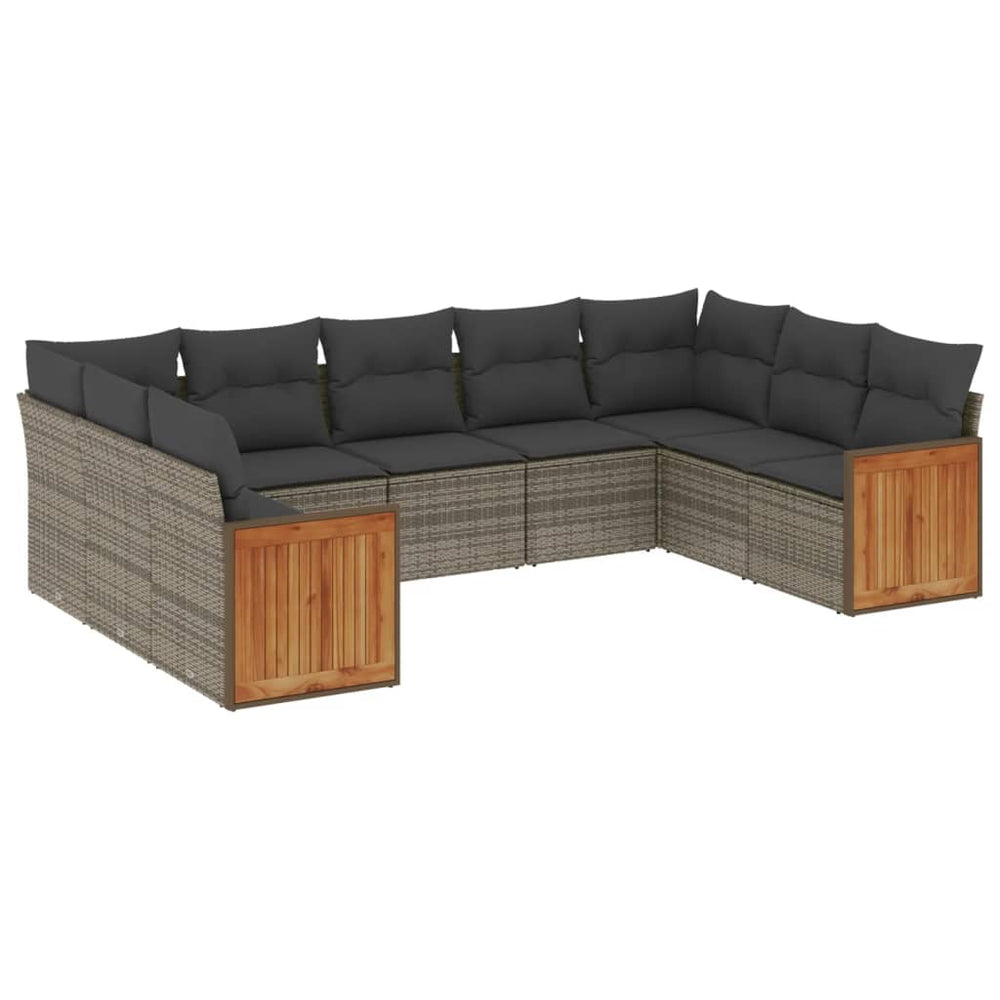 Set Canapele De Grădină, 9 Piese, Cu Perne, , Poliratan