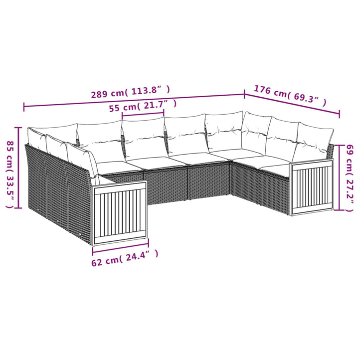 Set Canapele De Grădină, 9 Piese, Cu Perne, , Poliratan