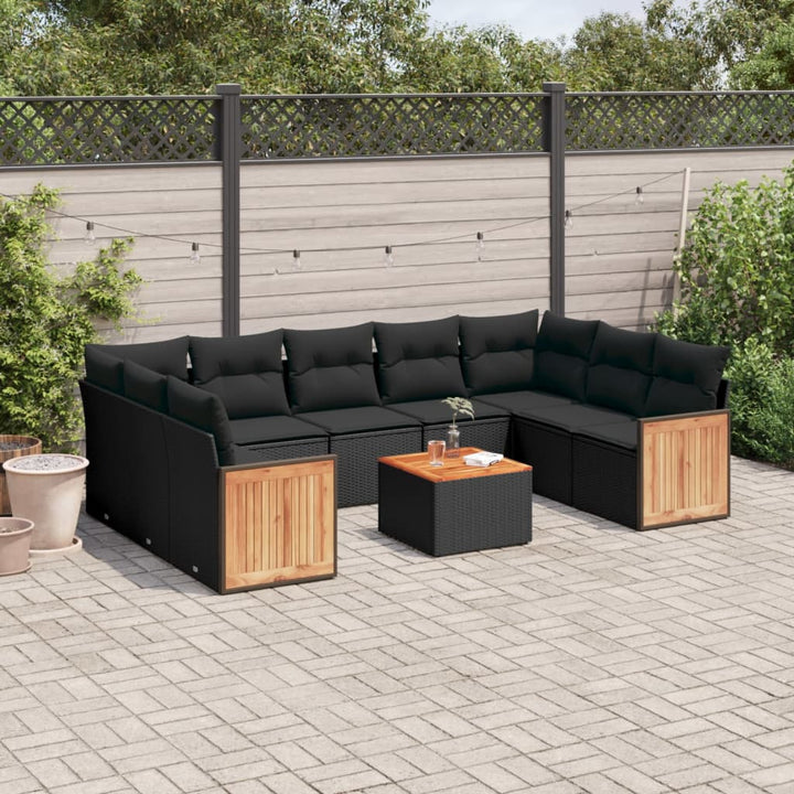 Set Canapele De Grădină, 9 Piese, Cu Perne, , Poliratan