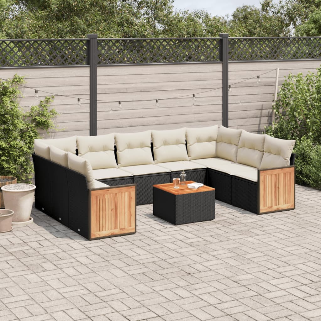 Set Canapele De Grădină, 9 Piese, Cu Perne, , Poliratan