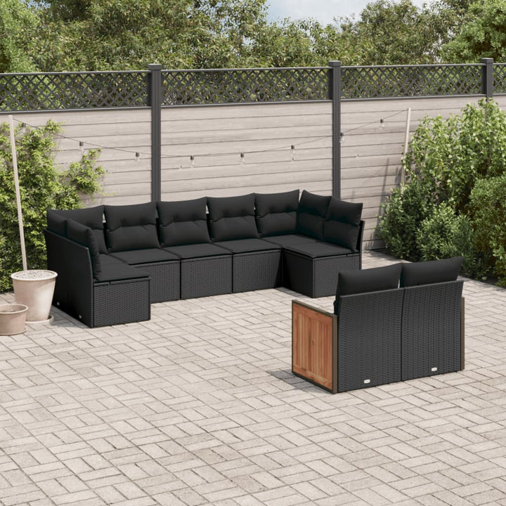 Set Canapele De Grădină, 9 Piese, Cu Perne, Bej, Poliratan