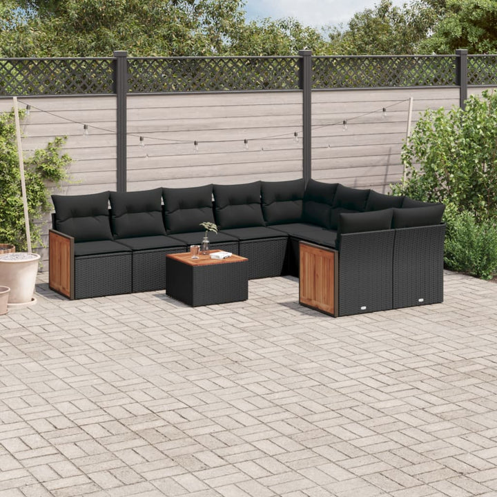 Set Canapele De Grădină, 9 Piese, Cu Perne, Bej, Poliratan