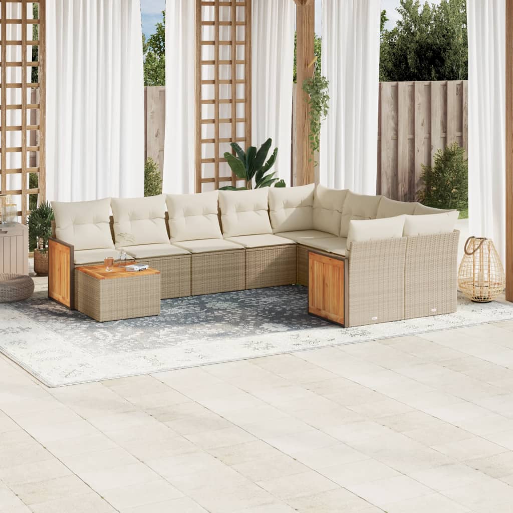 Set Mobilier De Grădină Cu Perne, 10 Piese, , Poliratan