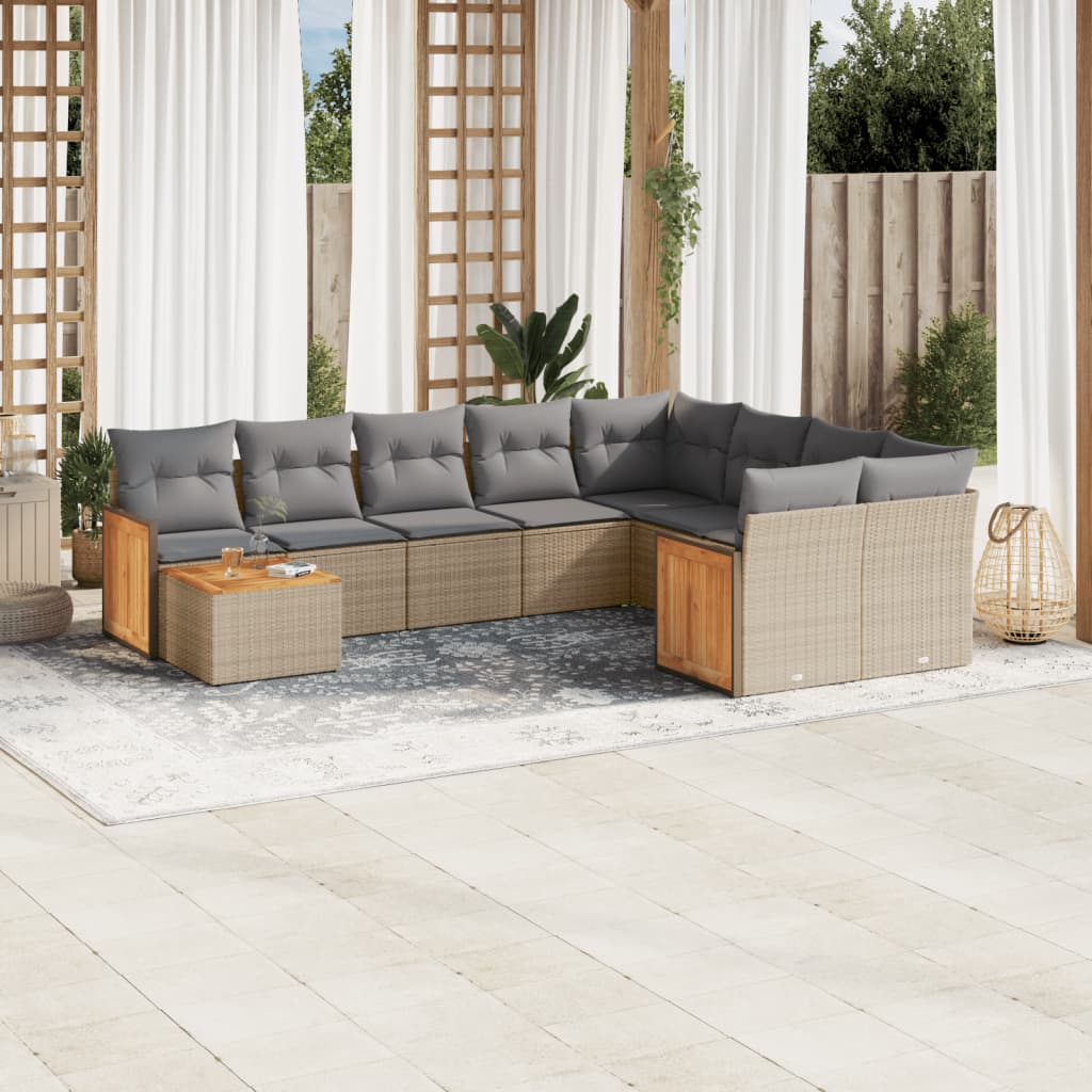 Set Mobilier De Grădină Cu Perne, 10 Piese, , Poliratan