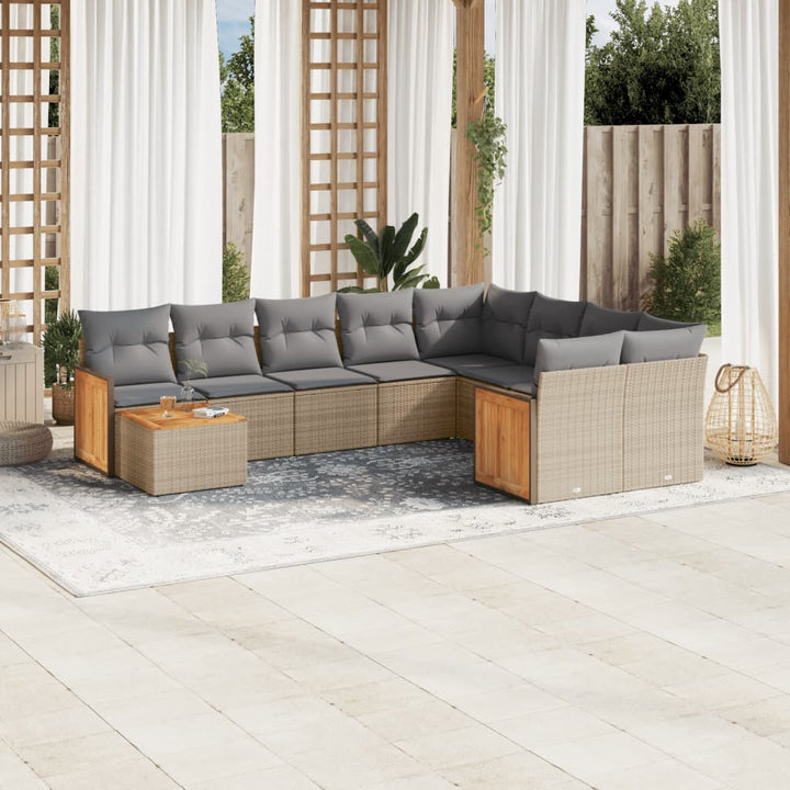Set Mobilier De Grădină Cu Perne, 10 Piese, , Poliratan