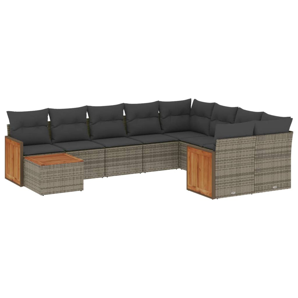 Set Mobilier De Grădină Cu Perne, 10 Piese, , Poliratan