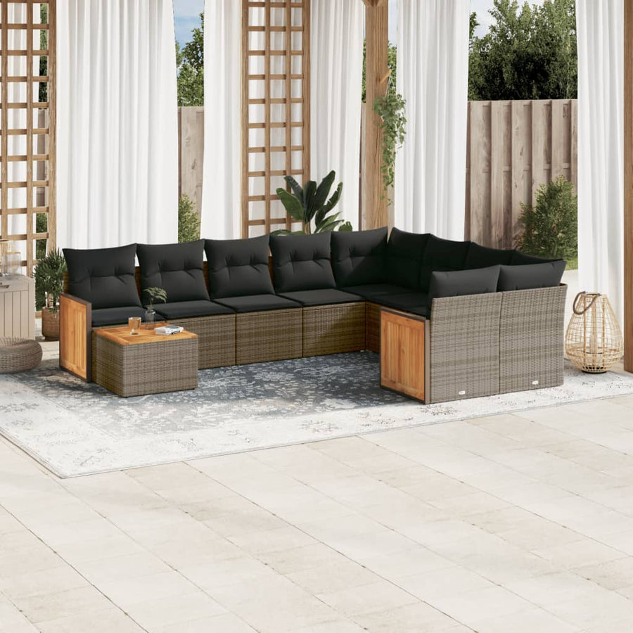 Set Mobilier De Grădină Cu Perne, 10 Piese, , Poliratan