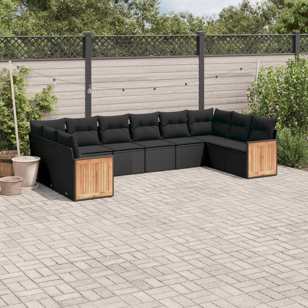 Set Canapele De Grădină Cu Perne, 11 Piese, , Poliratan