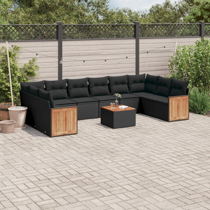 Set Canapele De Grădină Cu Perne, 11 Piese, , Poliratan