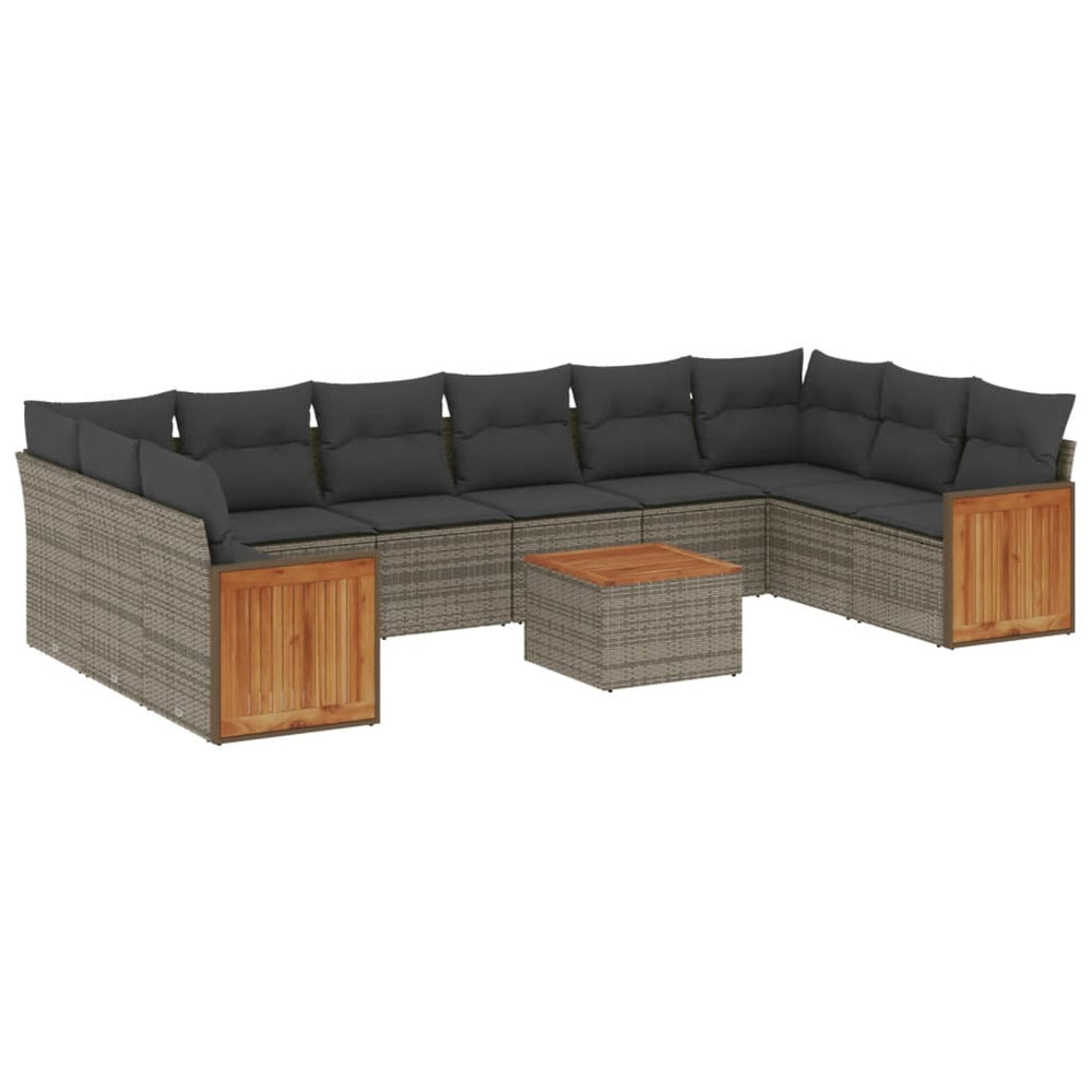 Set Canapele De Grădină Cu Perne, 11 Piese, , Poliratan