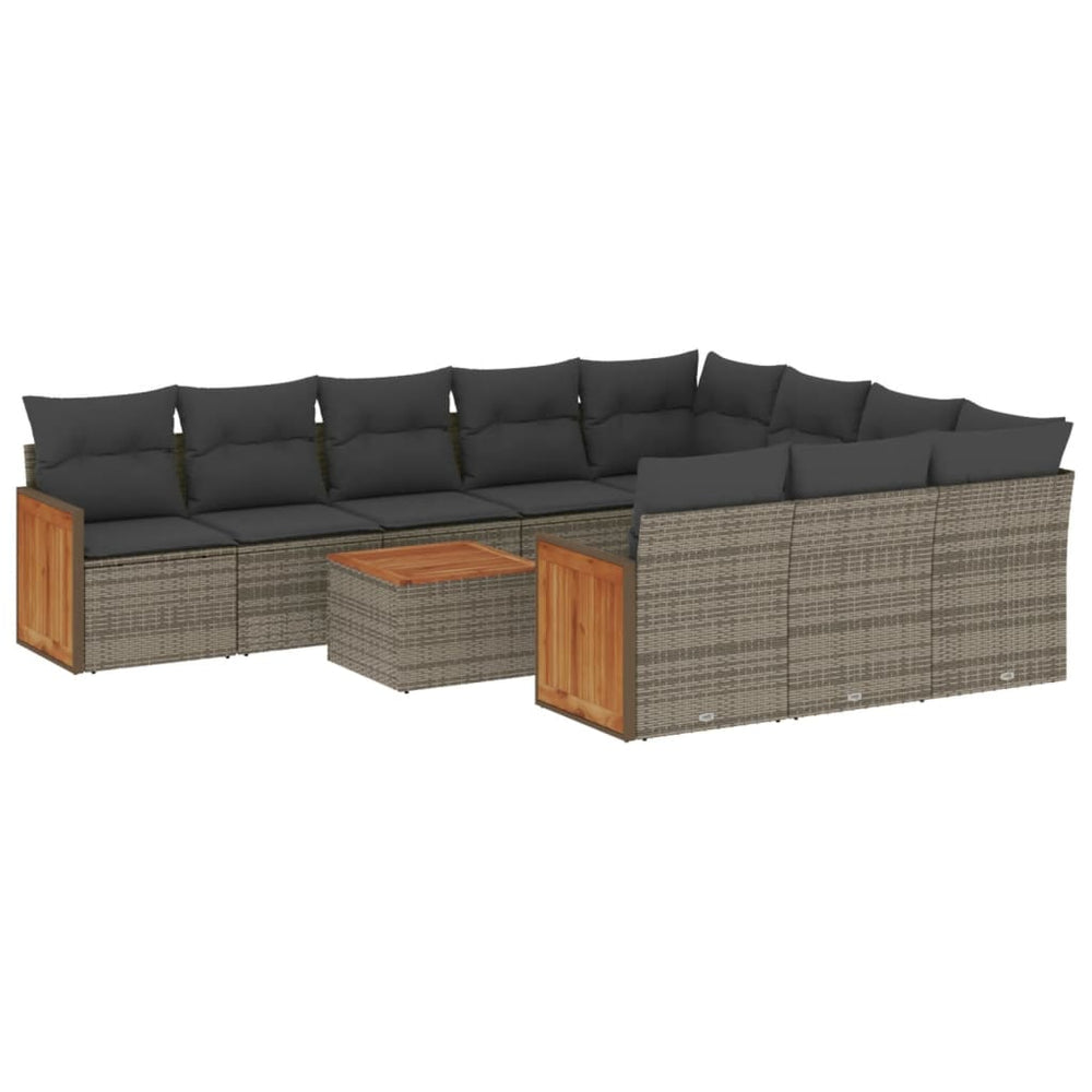Set Canapele De Grădină Cu Perne, 11 Piese, , Poliratan