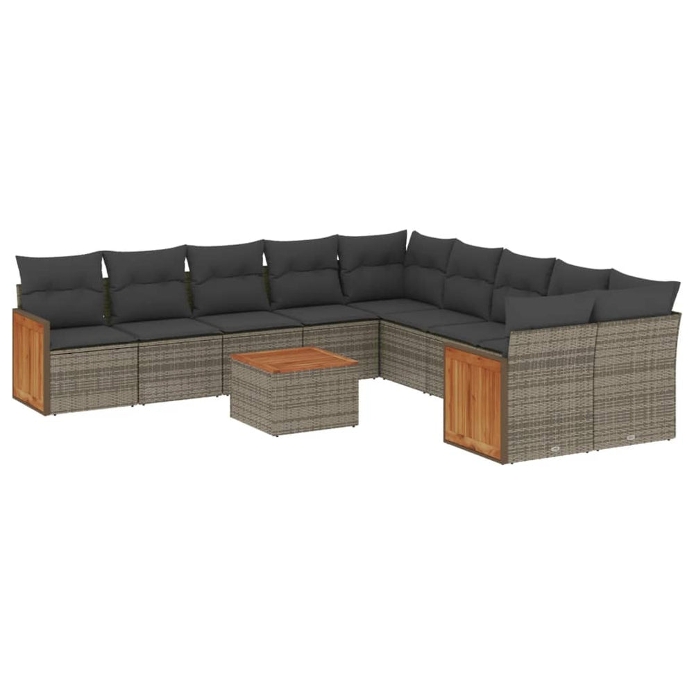 Set Canapele De Grădină Cu Perne, 11 Piese, , Poliratan