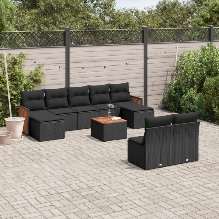 Set Canapele De Grădină, 9 Piese, Cu Perne, Bej, Poliratan
