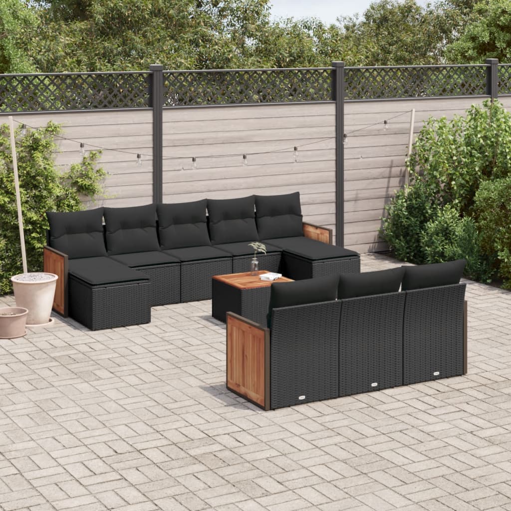 Set Canapele De Grădină Cu Perne, 10 Piese, , Poliratan