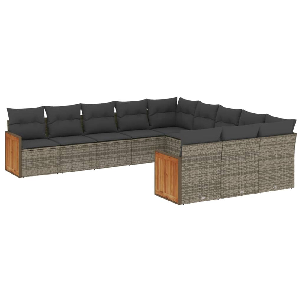 Set Canapele De Grădină Cu Perne, 11 Piese, , Poliratan
