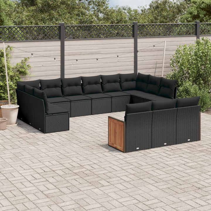Set Canapele De Grădină, 13 Piese, Cu Perne, Bej, Poliratan