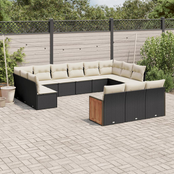 Set Canapele De Grădină, 13 Piese, Cu Perne, Bej, Poliratan