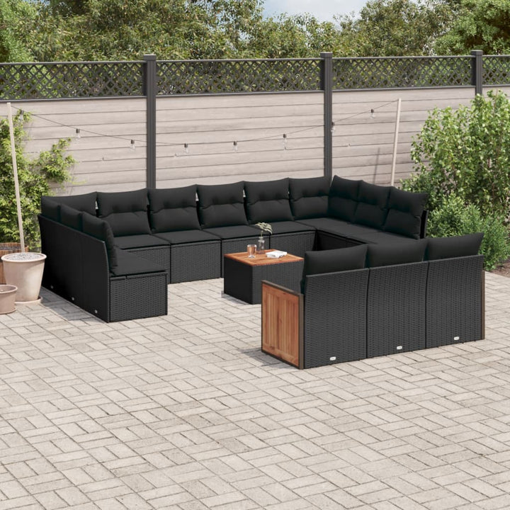 Set Canapele De Grădină, 13 Piese, Cu Perne, Bej, Poliratan