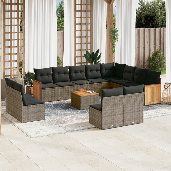 Set Canapele De Grădină, 12 Piese, Cu Perne, Negru, Poliratan