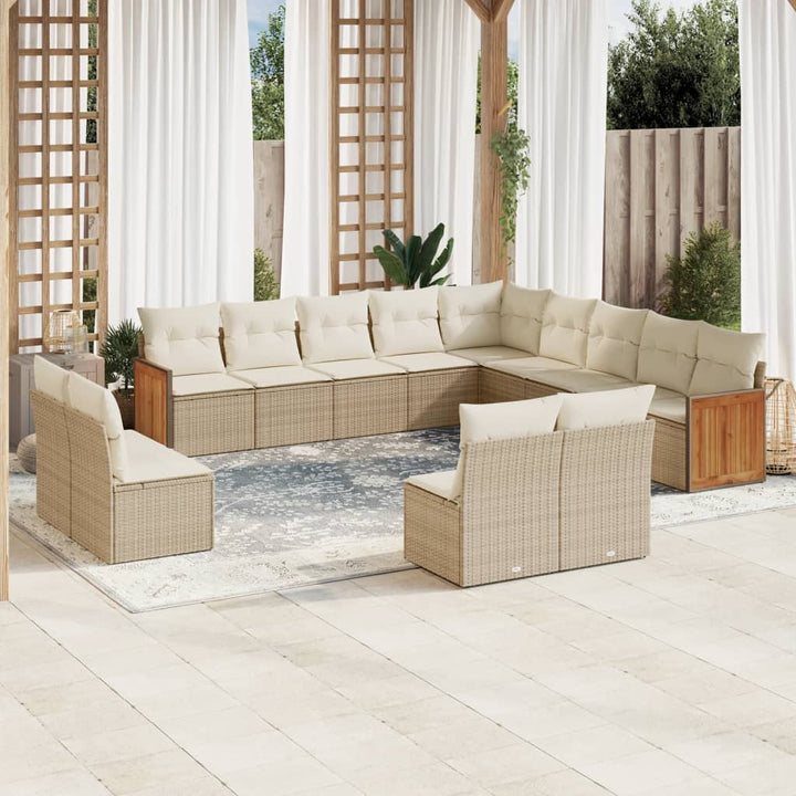 Set Mobilier De Grădină Cu Perne, 14 Piese, , Poliratan