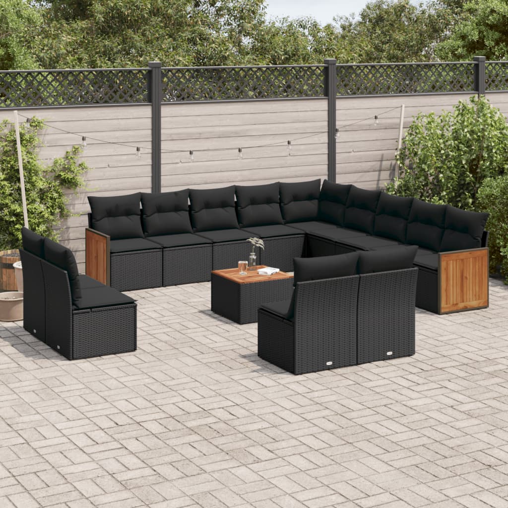Set Mobilier De Grădină Cu Perne, 14 Piese, , Poliratan