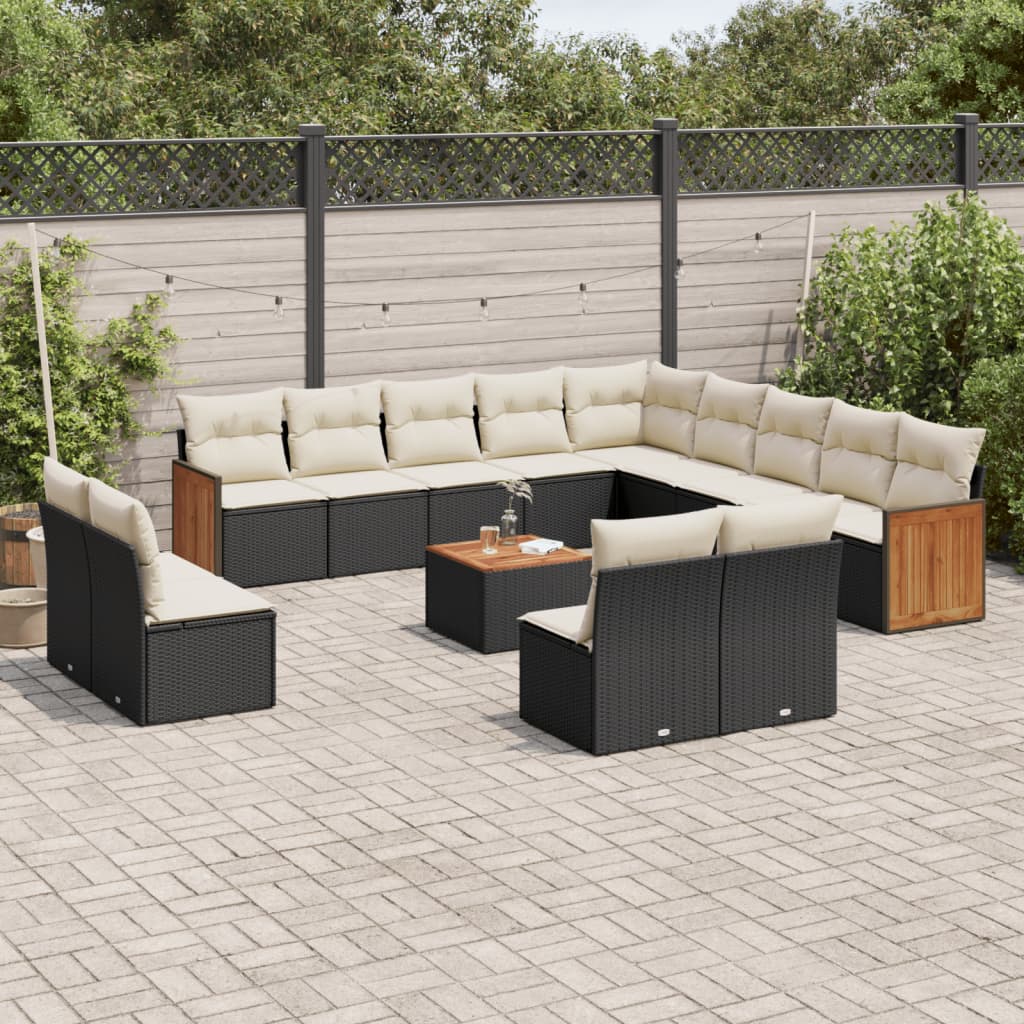 Set Mobilier De Grădină Cu Perne, 14 Piese, , Poliratan
