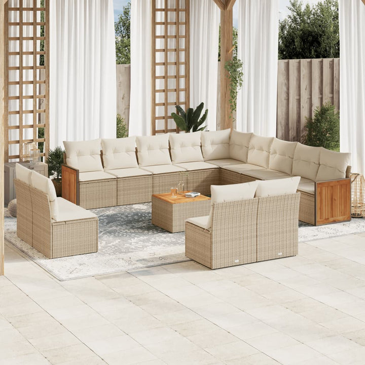 Set Mobilier De Grădină Cu Perne, 14 Piese, , Poliratan