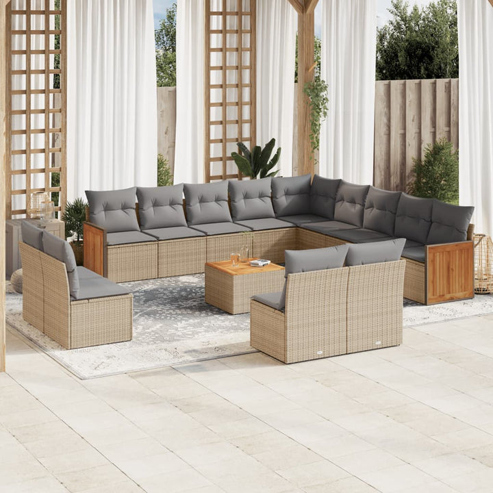 Set Mobilier De Grădină Cu Perne, 14 Piese, , Poliratan