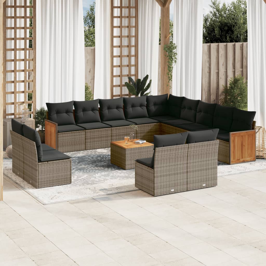 Set Mobilier De Grădină Cu Perne, 14 Piese, , Poliratan